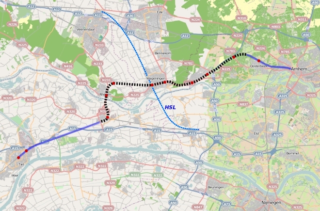 Nieuwe regionale spoorlijn Arnhem - Wageningen - Tiel